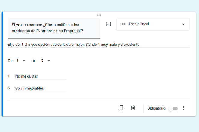 google form pregunta escala lineal edicion