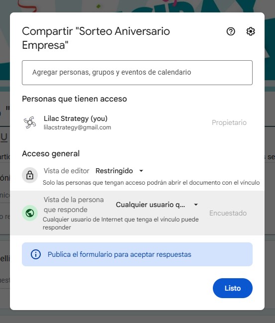 Publicar formulario de Google