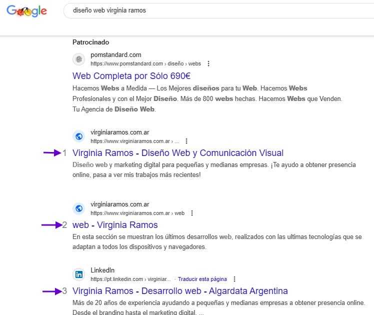 primeras 3 posiciones en Google 